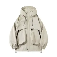 KNOWMLAB - Chaqueta Casual Hombre Con Sombrero Blanco