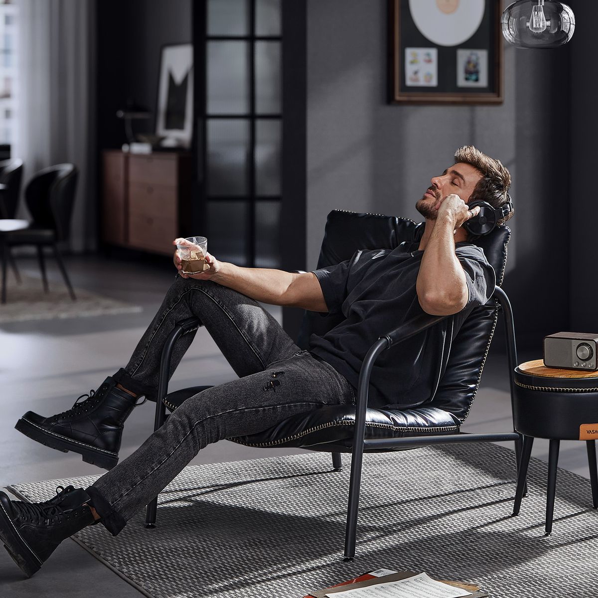 VASAGLE - Sillón Ekho con brazos Negro