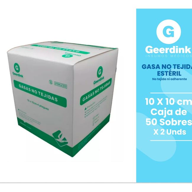 GENERICO - Gasas No Tejidas Estériles 10 X 10 cm x 50 Sobres de 2 unds. Geerdink