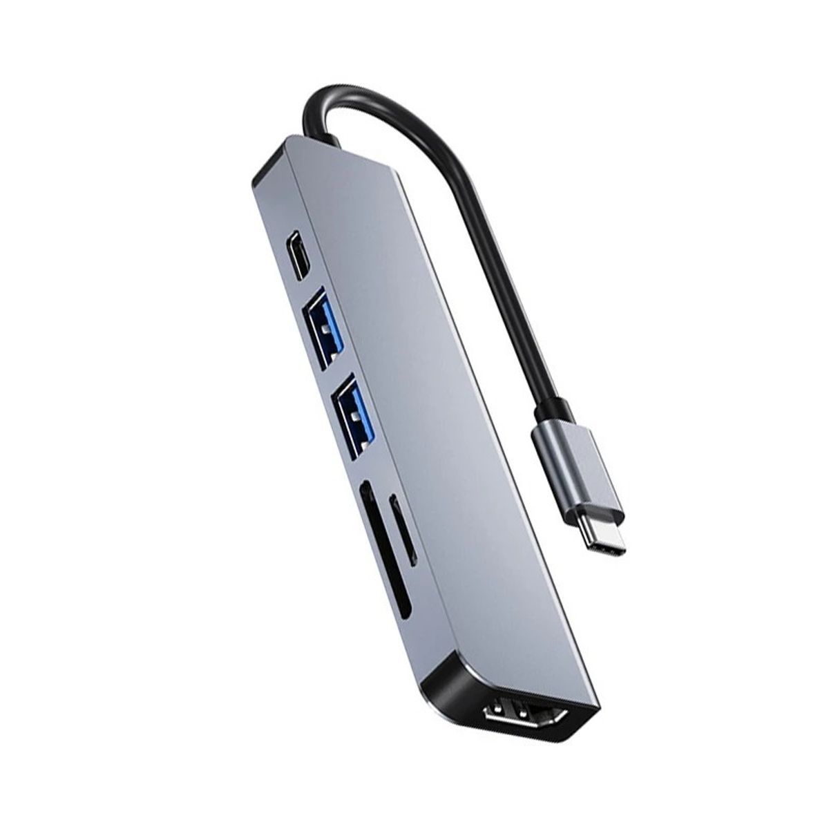 GENERICO - HUB Adaptador USB-C 6 En 1 (HDMI, USB 3.0, TF, SD, USB-C)