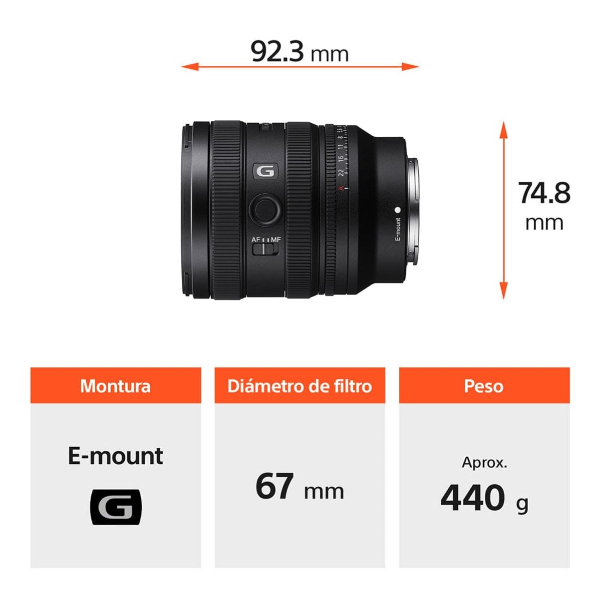 SONY - Lente Zoom estandar FE 24-50 mm SEL2450G