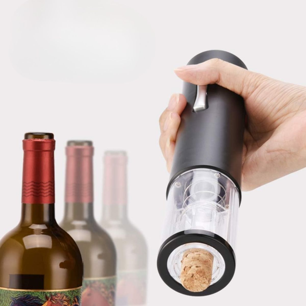 HOMESTAR - Sacacorchos Eléctrico para Vino Negro Mate