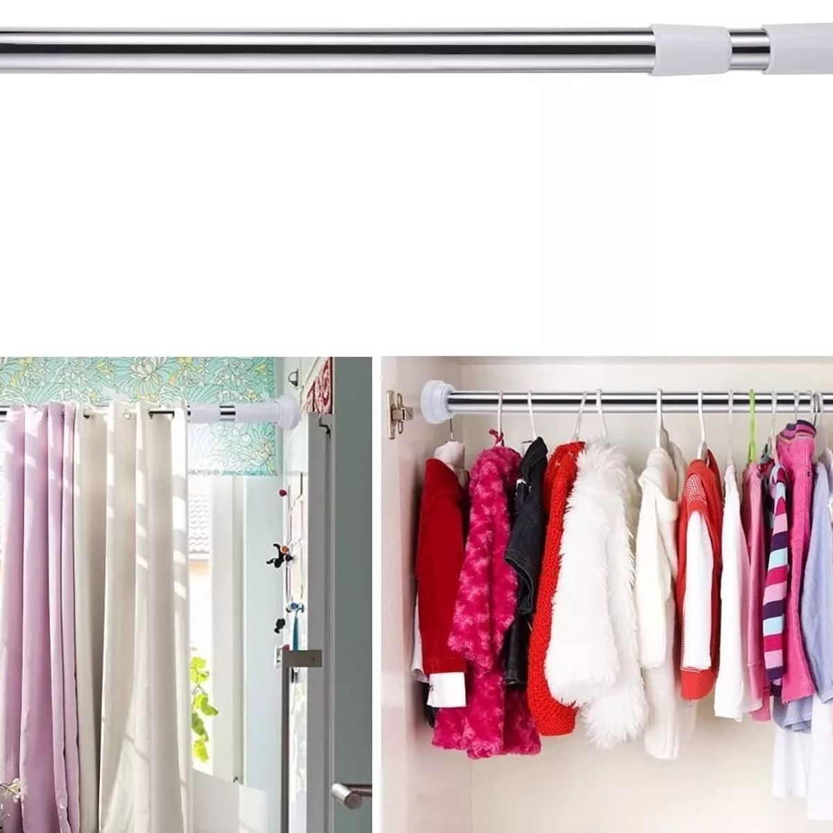 GENERICO - Barra Extensible 110-200cms Cortina De Ducha Acero Cromada