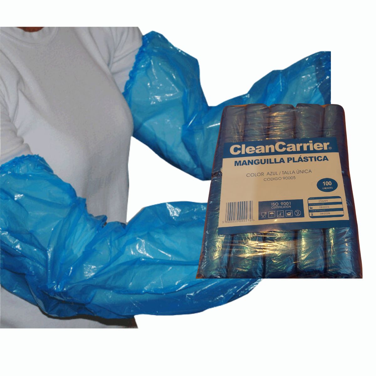 CLEANCARRIER - Manguilla Desechable Polietileno 100 Un Cleancarrier - Azul