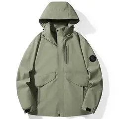 KNOWMLAB - Chaqueta Casual Hombre Con Sombrero Verde