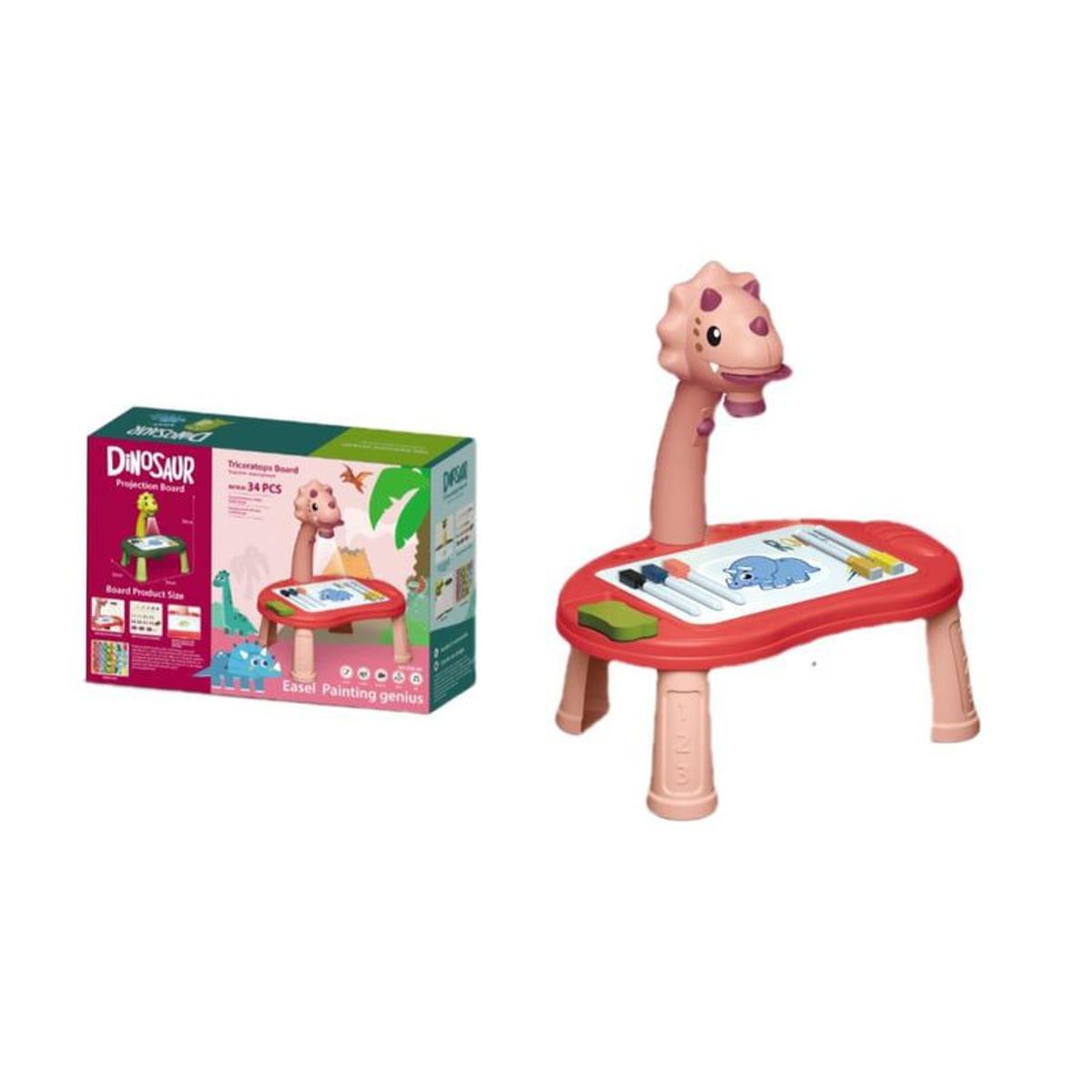 GENERICO - Mesa Musical De Dibujo Rosada De Dinosaurio Con Proyector