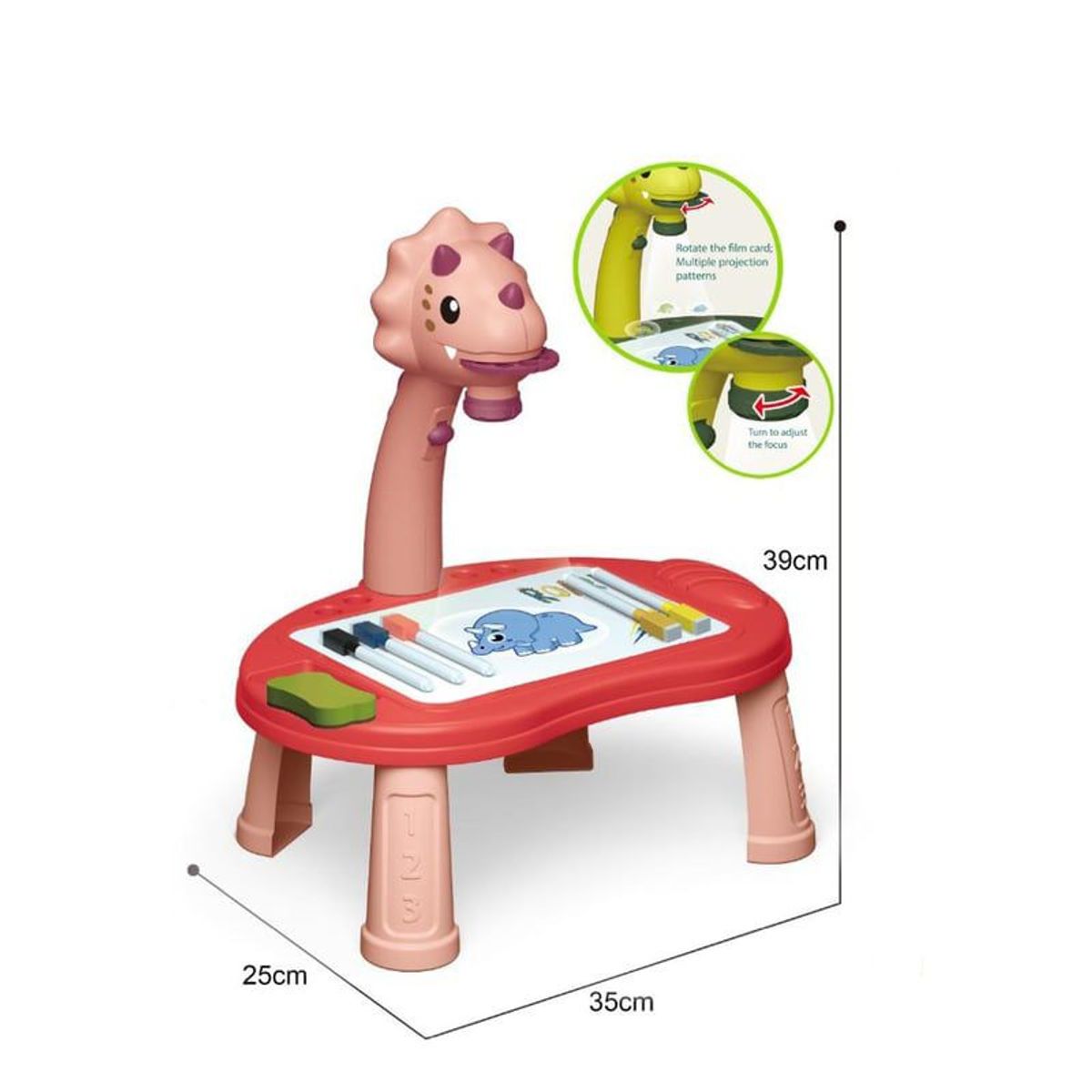 GENERICO - Mesa Musical De Dibujo Rosada De Dinosaurio Con Proyector