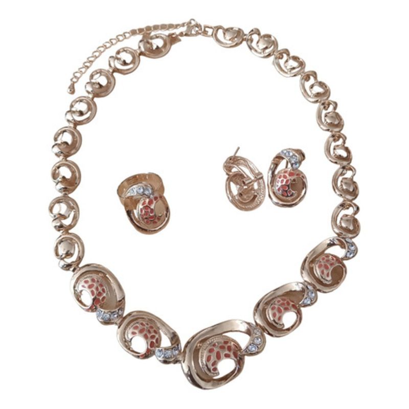 GENERICO - X3 Set Joyas Conjunto Elegante De Moda Doradorojo Jf14