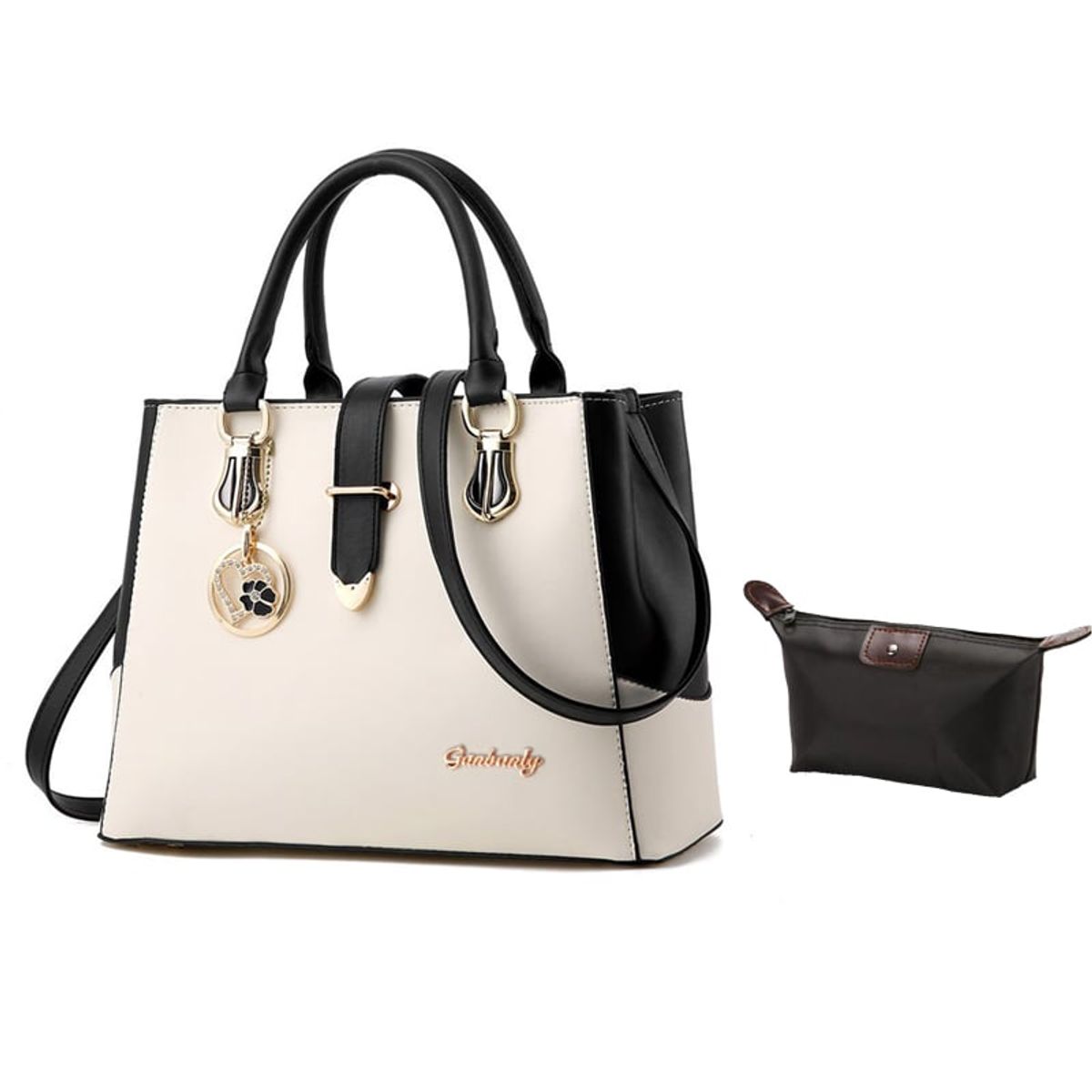 BRO TOUMI - Bolso de hombro de patchwork de moda para mujer - Blanco