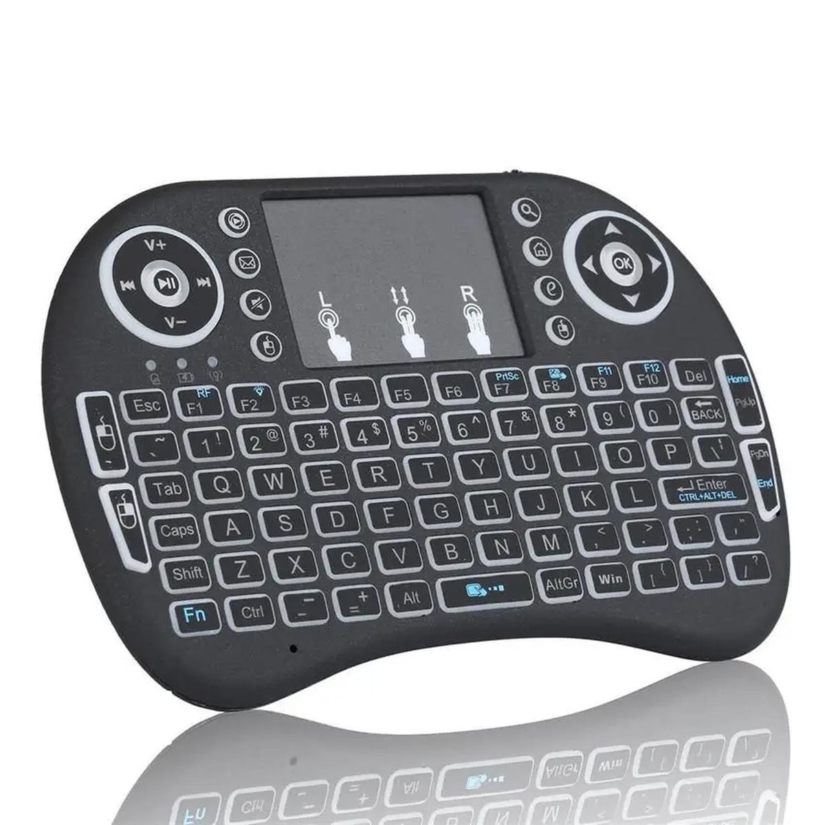GEN - Mini Teclado Inalambrico Recargable Mouse Touchpad Smart Tv - Negro