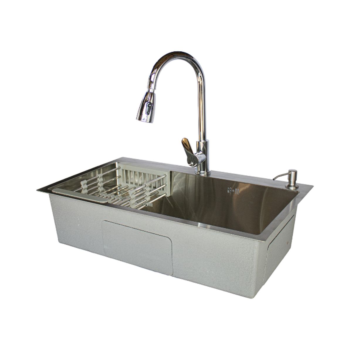 MODERN SPACE - Lavaplatos 75x45 Cm 2mm Plateado Con Accesorios + Extraíble