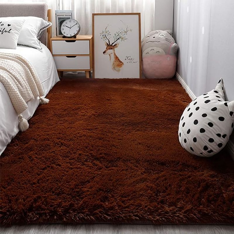 ANGELES DEL HOGAR - ALFOMBRA PELUDA TIPO SHAGGY 200 X 300 COLOR CAFE