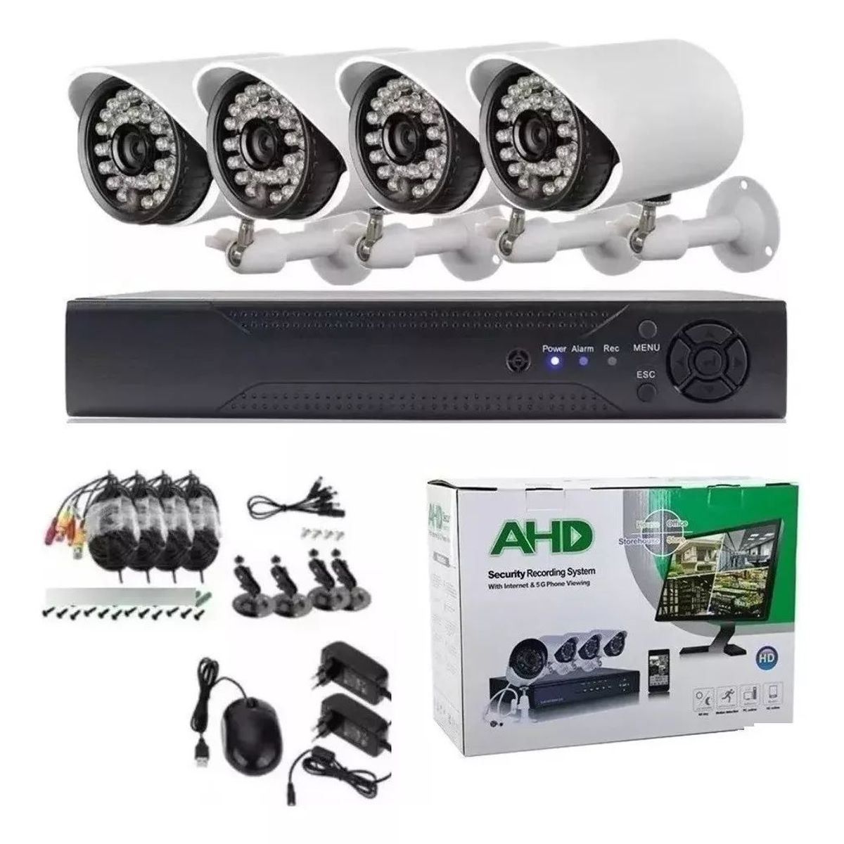 GENERICO - Kit CCTV 4 CAMARAS SEGURIDAD DVR WIFI HD1080P
