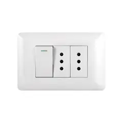 WANT - Enchufe Doble Emb. 10A 250V + Interruptor Simple 9 / 12 Blanco -