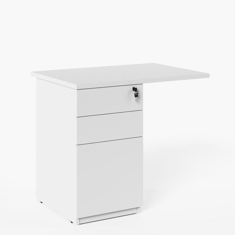 FORM OFFICE - Escritorio Lateral Space 50x90 con cajonera melamina Blanco Form