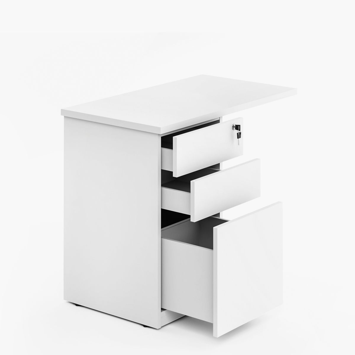 FORM OFFICE - Escritorio Lateral Space 50x90 con cajonera melamina Blanco Form