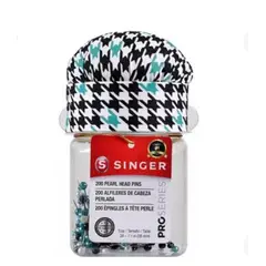 SINGER - Alfileres perlados frasco con diseño 200un