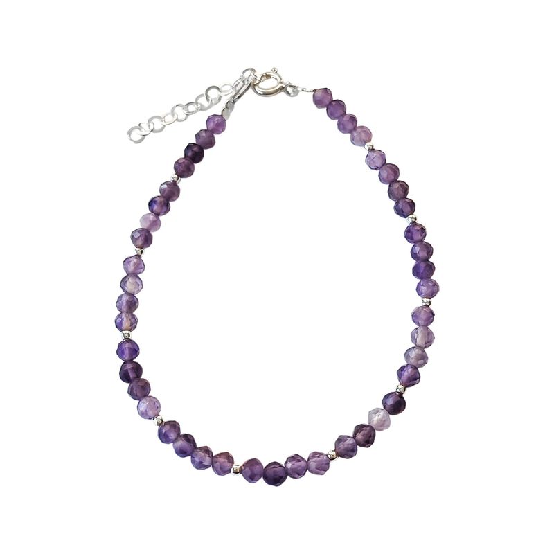 ANDREA COGGIOLA JOYAS - Pulsera Amatista Facetada 4mm Plata Fina 925