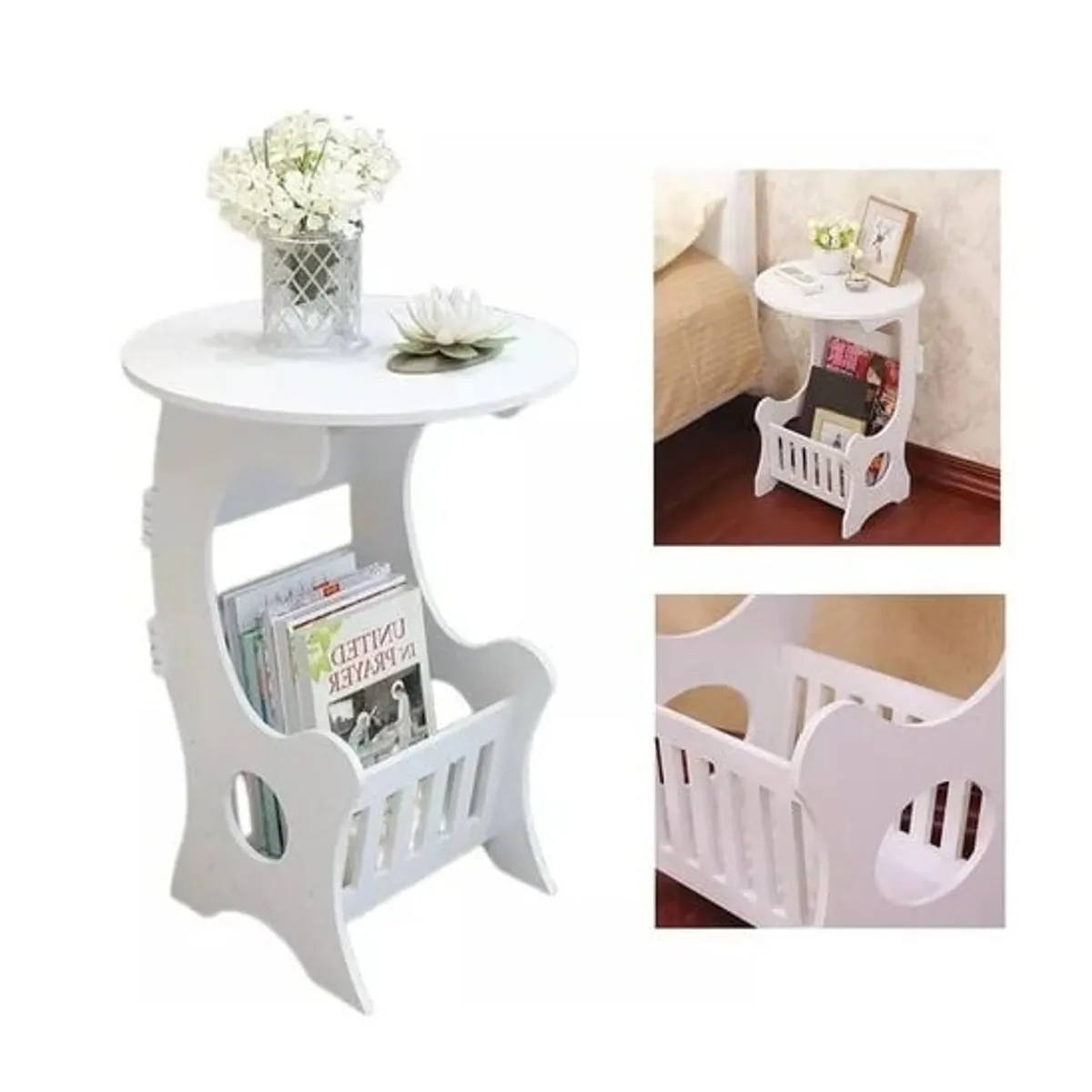 GENERICO - Mesa Auxiliar Pequeña Revistera Adorno Decoración Revista Multiuso