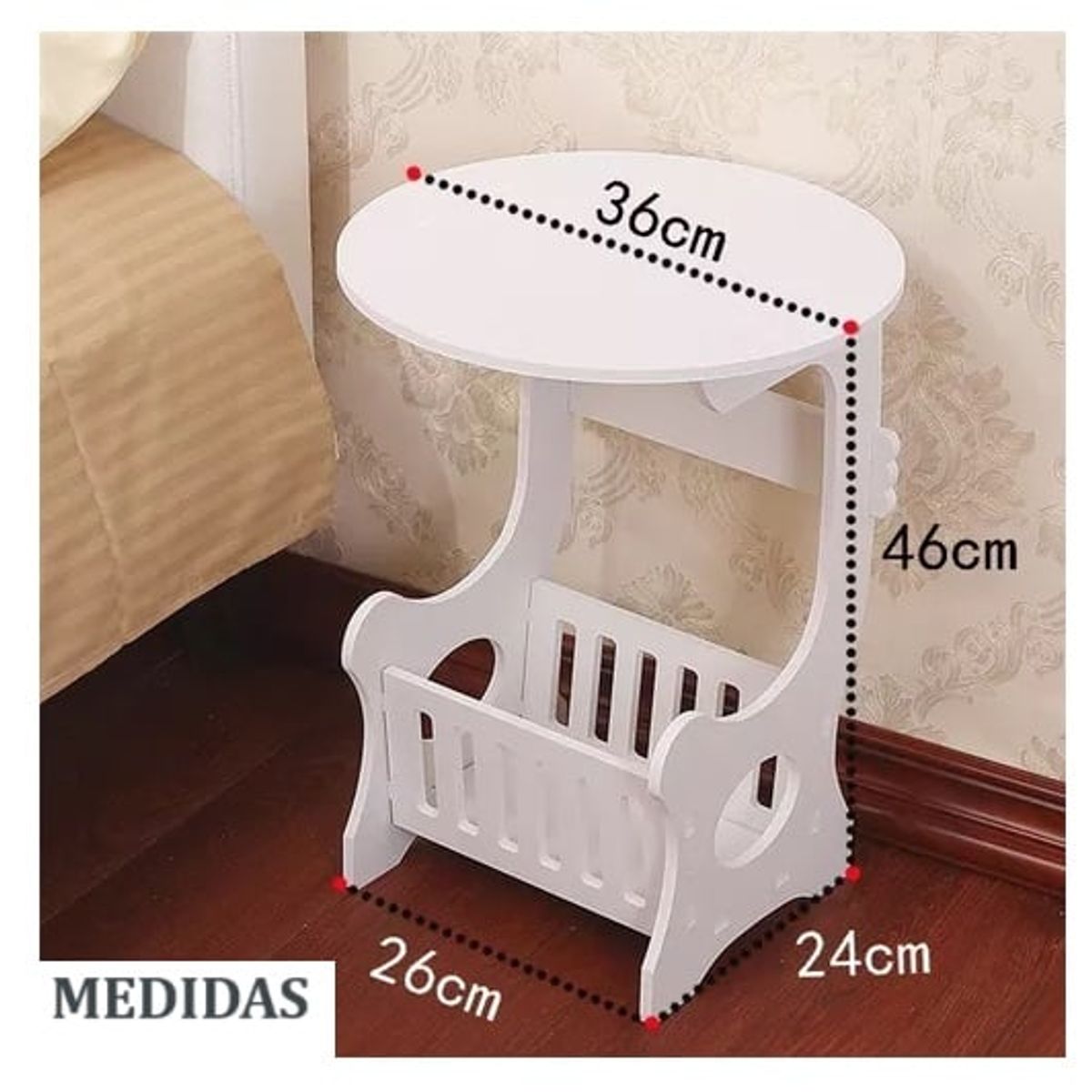 GENERICO - Mesa Auxiliar Pequeña Revistera Adorno Decoración Revista Multiuso