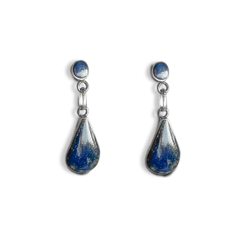 ANDREA COGGIOLA JOYAS - Aros Gota Colgante Lapislázuli Plata Fina 950