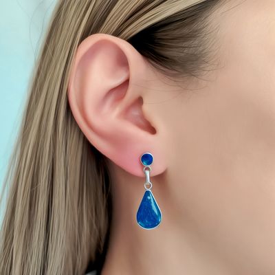 Imagen 2 del producto Aros Gota Colgante Lapislázuli Plata Fina 950