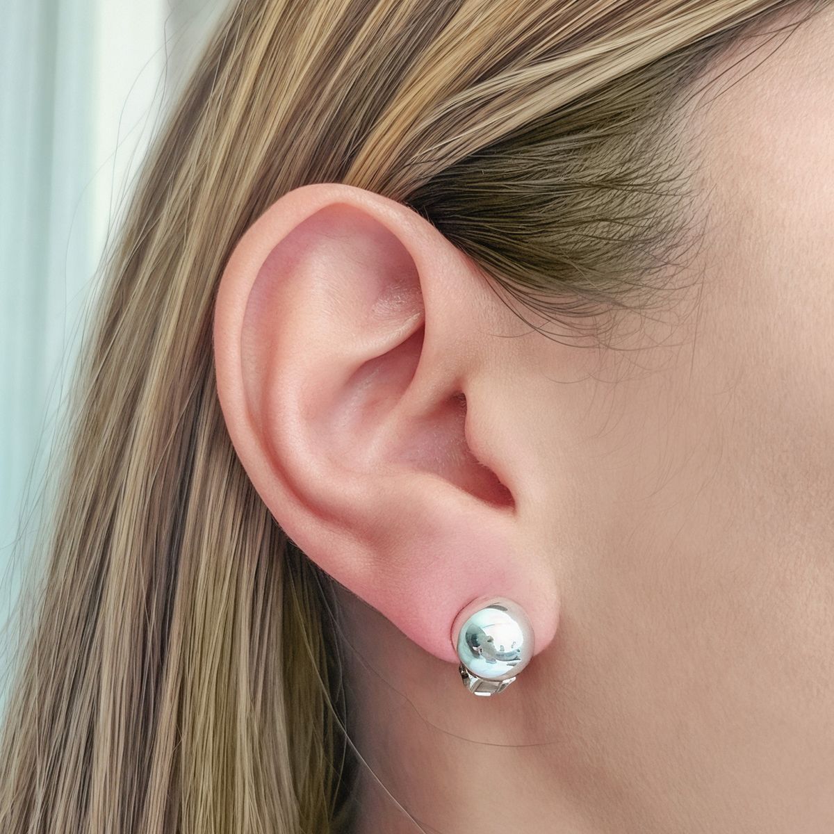 COGGIOLA - Aros Media Bola 10mm Clip Plata Fina 925