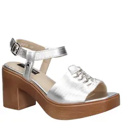 POLLINI - Sandalia Casual Mujer Plateado