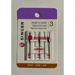 SINGER - Aguja para cuero pack 3 unidades 90/14X2 100/16X1