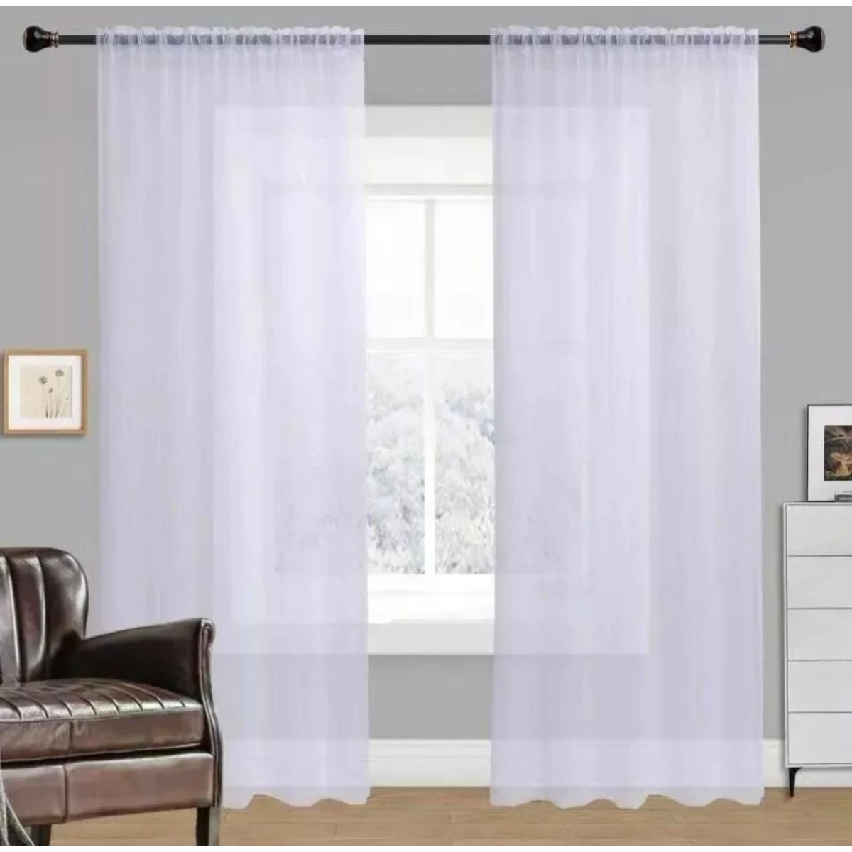 MASEL - set de cortina visillo pasa tubo 1.40 X 2.25 masel