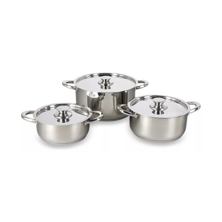 Juego Bateria 6 Piezas Olla Cocina Acero Inoxidable Plateado