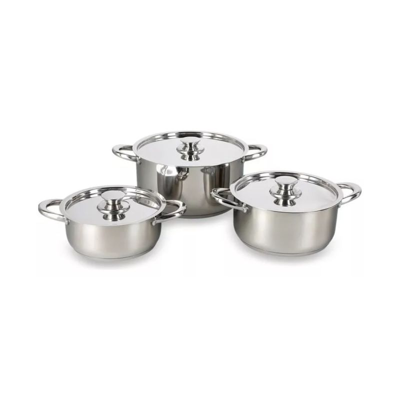 IMPORTCLICK - Juego Batería 6 Piezas Olla Cocina Acero Inoxidable Plateado