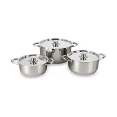 IMPORTCLICK - Juego Batería 6 Piezas Olla Cocina Acero Inoxidable Plateado