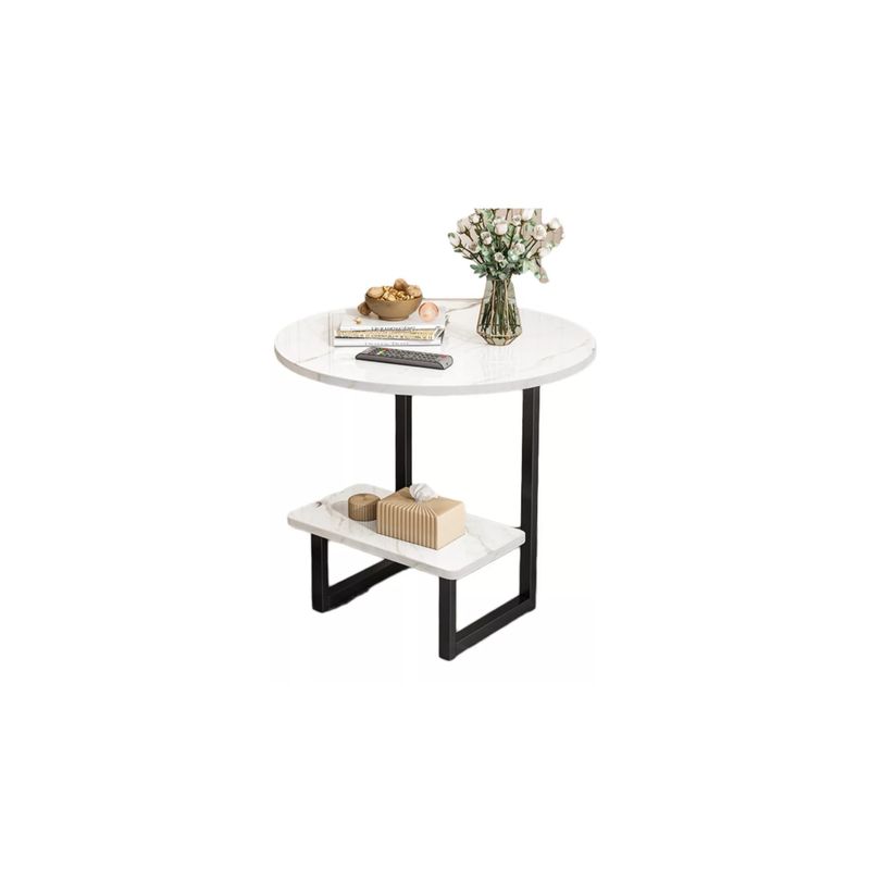 IMPORTCLICK - Mesa Centro Redonda Living Hogar Fierro Madera Blanca