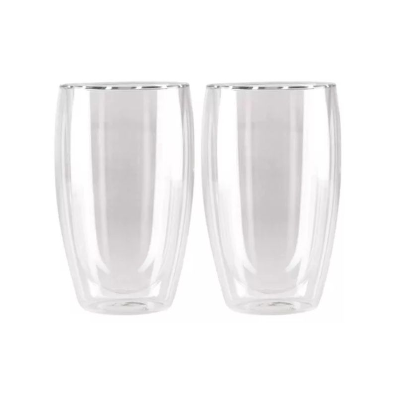 IMPORTCLICK - Pack 2 Vasos Doble Pared Vidrio 473 ML Transparente IMPORTCLICK