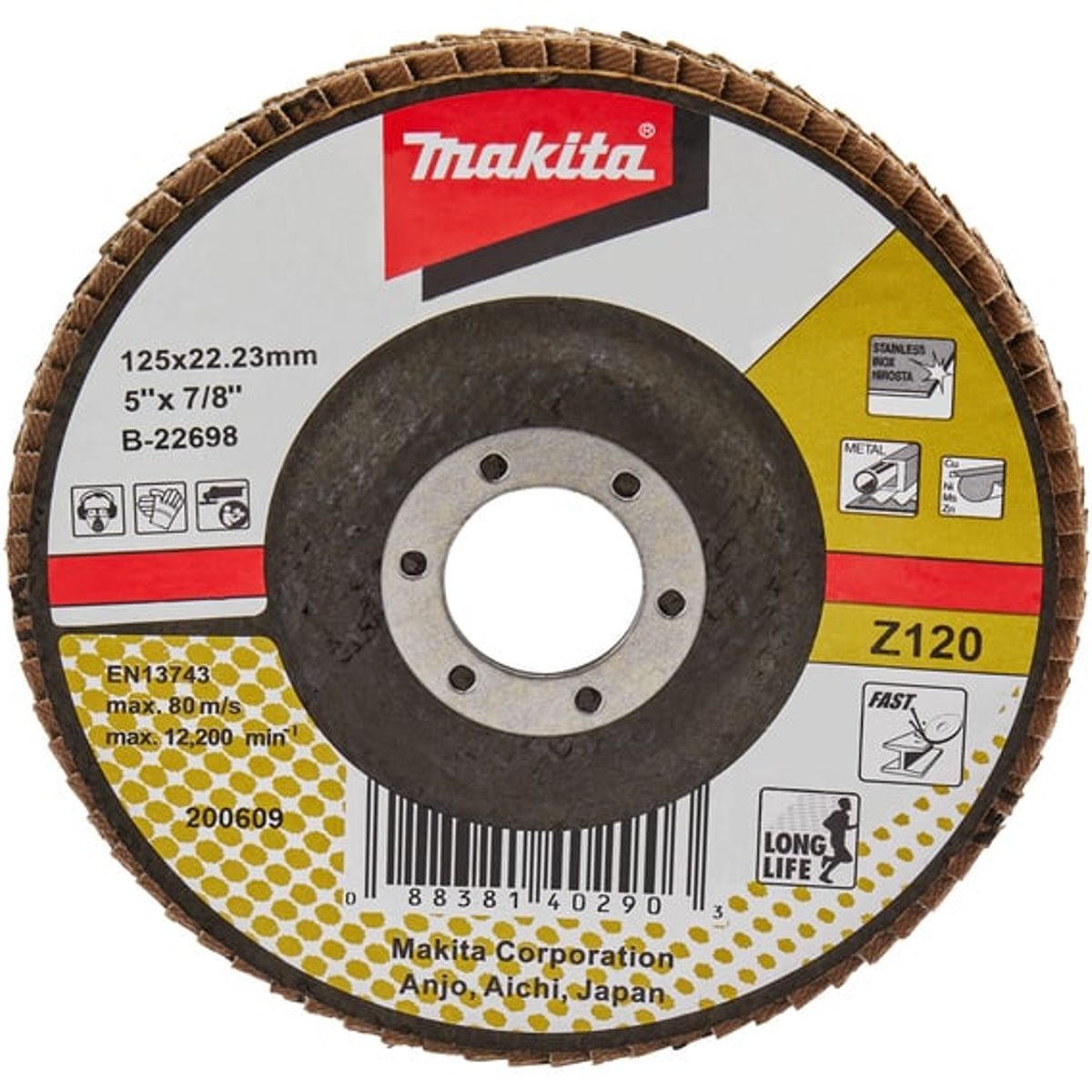 MAKITA - Disco traslapado Z120 Fibra Vidrio Angulo 125mm Makita B-22698