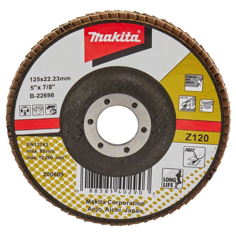 MAKITA - Disco traslapado Z120 Fibra Vidrio Angulo 125mm Makita B-22698
