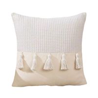 Set de 4 Fundas de Cojín con Pompones-Beige Claro