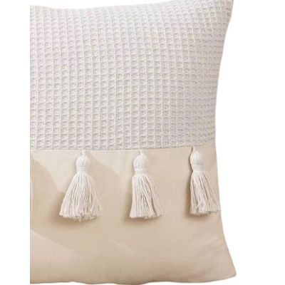 Imagen 2 del producto Set de 4 Fundas de Cojín con Pompones-Beige Claro