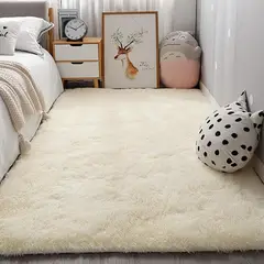 ANGELES DEL HOGAR - ALFOMBRA PELUDA TIPO SHAGGY 150 X 200 COLOR BEIGE