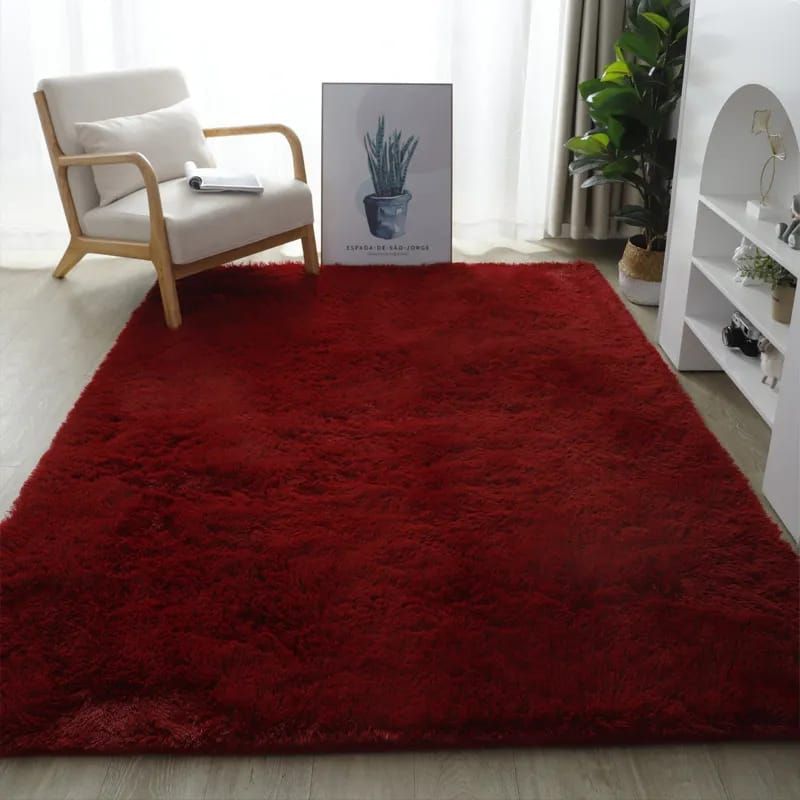 ANGELES DEL HOGAR - ALFOMBRA PELUDA TIPO SHAGGY 200 X 300 COLOR BURDEO