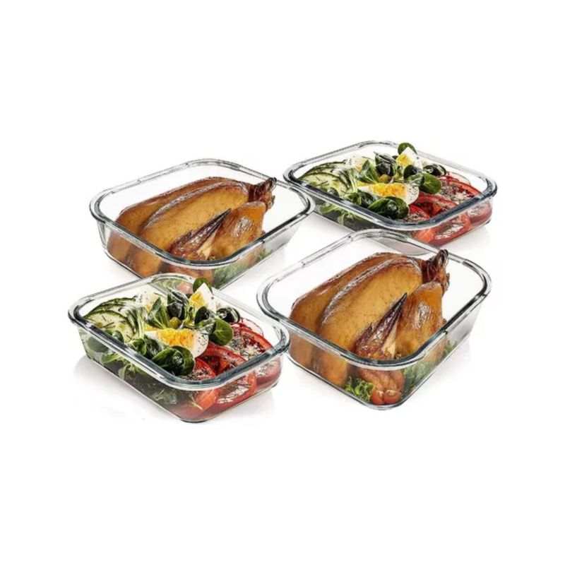 IMPORTCLICK - Set 3 Tupper Hermético Vidrio Para Alimentos 17 x 12 x 5.5 CM Negro
