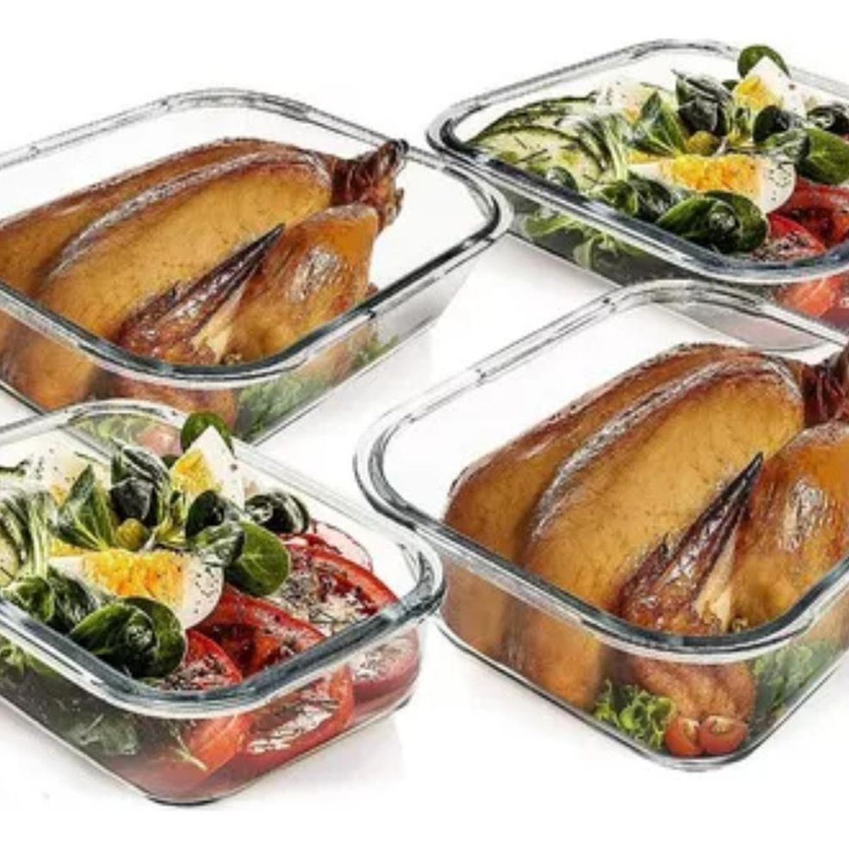 IMPORTCLICK - Set 3 Tupper Hermético Vidrio Para Alimentos 17 x 12 x 5.5 CM Negro