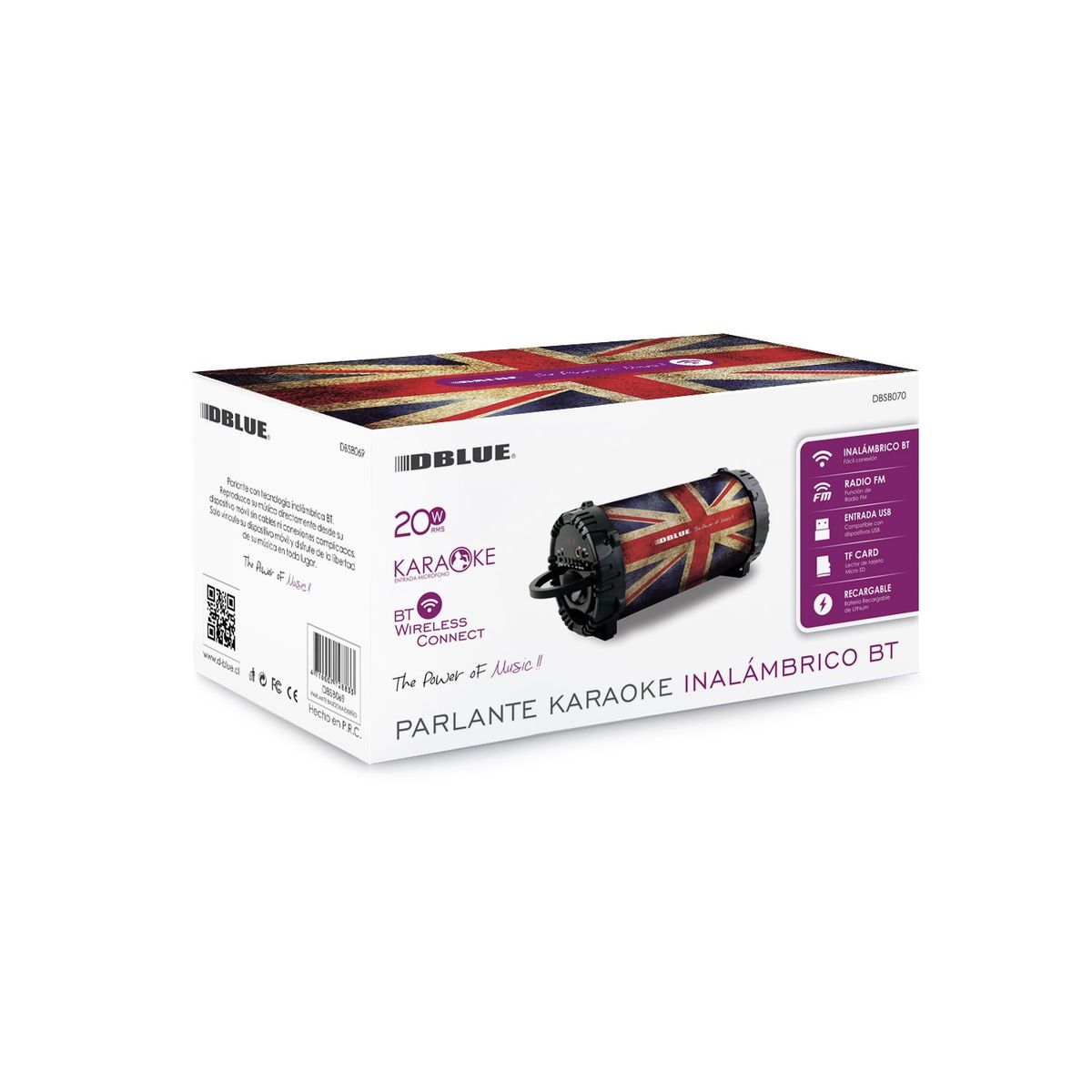 DBLUE - Parlante Bazooka Bluetooth Portátil Diseño Bandera 20w - SC