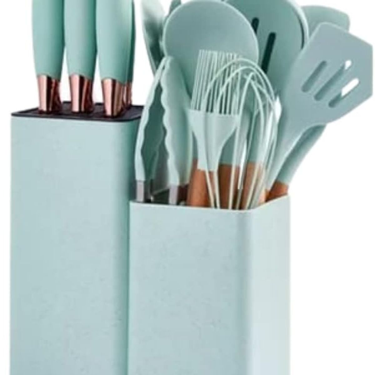 GENERICO - UTENSILIOS DE COCINA DE SILICONA ANTIADHERENTE SET DE 19 PIEZAS AZUL
