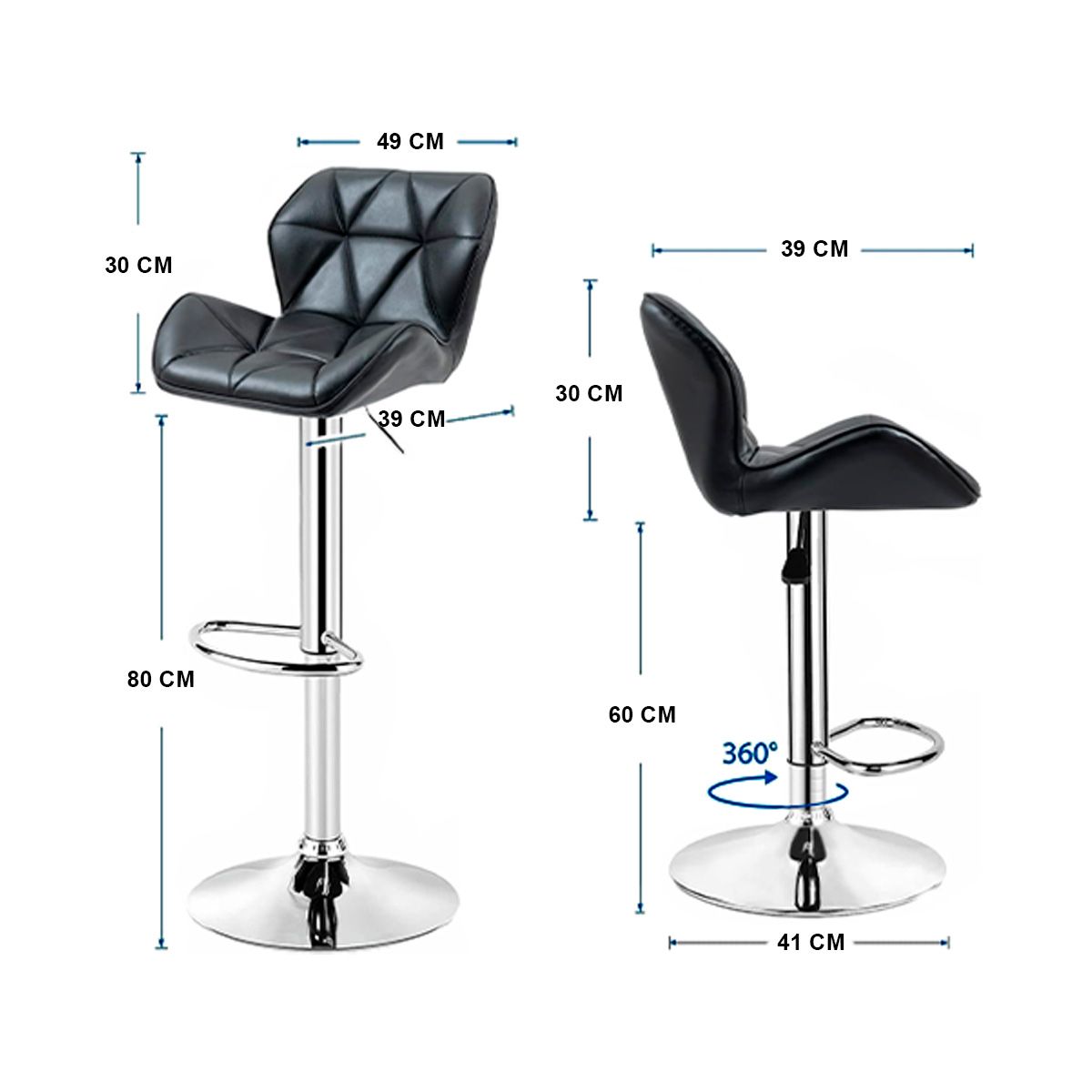 SDFIT - Sillas de Bar Pack 2x Unidades negro Modelo B001