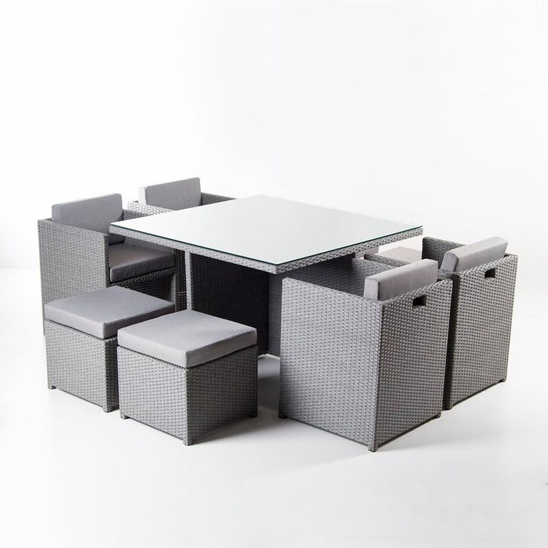SPAZZIO - Comedor terraza Fuy 9 piezas gris