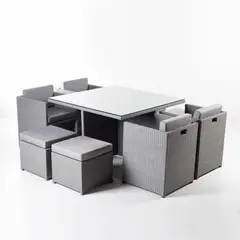 SPAZZIO - Comedor terraza Fuy 9 piezas gris