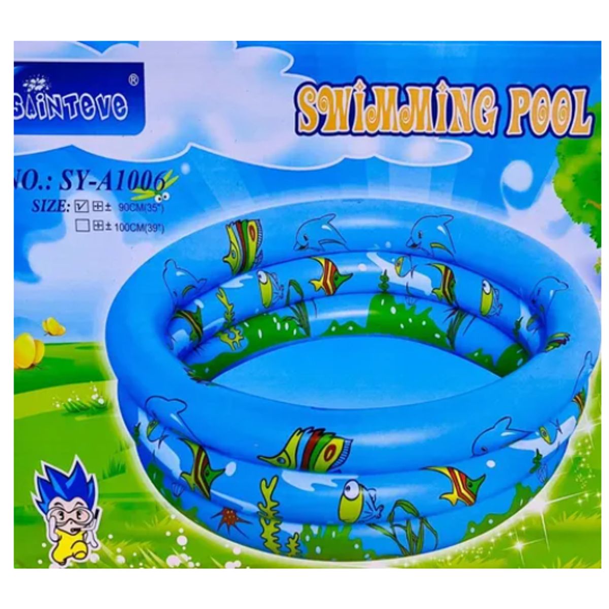 GENERICO - Piscina Inflable Para Niños De Peces 100 Cm Rosada