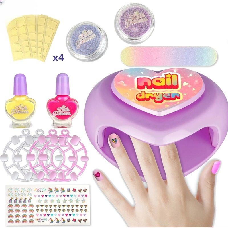 OMAS - Juguete Set Manicure Lampara Secadora Corazón Para Niña